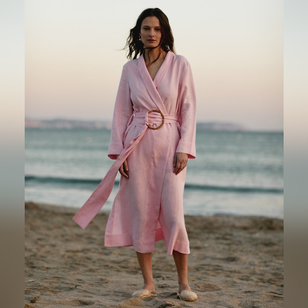 Sleeper Linen Pink Robe NWT